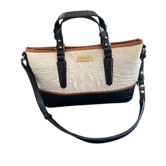 Brahmin Mini Asher Sugar Tri Leather Croc Embossed Bag - Picture 1 of 13